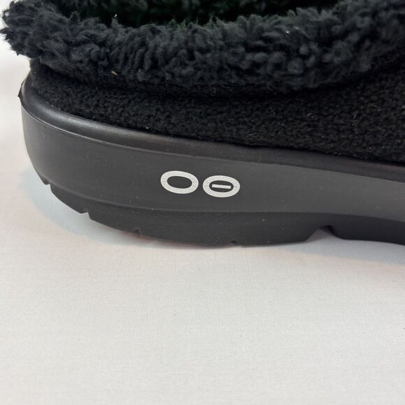 OOFOS Men's OOcoozie Mule Slides Fleece Slipper Black Size 11 - Picture 9 of 10